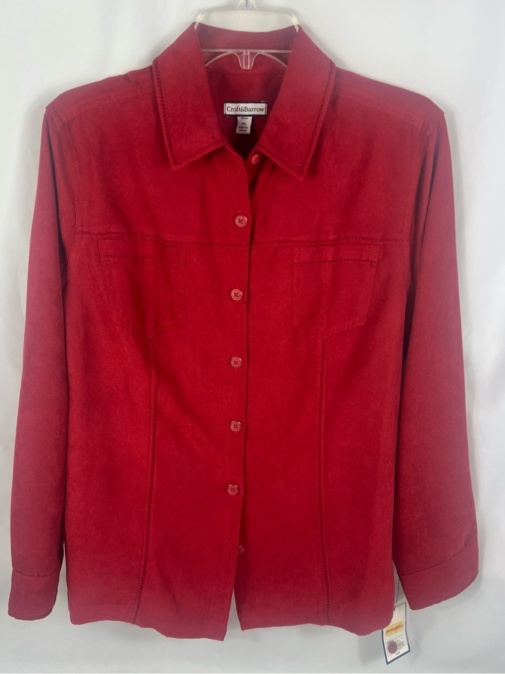 croft & barrow Red Button-Front Women's Shirt Jacket